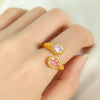 Wholesale Ring 316L Stainless Steel Retro Geometric Dropshaped Goldplated Design