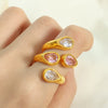 Wholesale Ring 316L Stainless Steel Retro Geometric Dropshaped Goldplated Design
