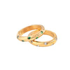 Wholesale Ring Titanium Steel Retro Geometric Microinlaid Green White Zircon 18K Gold Plated