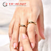 Wholesale Ring Titanium Steel Retro Geometric Microinlaid Green White Zircon 18K Gold Plated