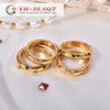 Wholesale Ring Titanium Steel Retro Geometric Microinlaid Green White Zircon 18K Gold Plated