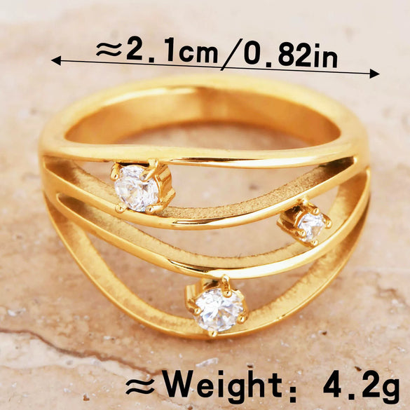 Wholesale Ring Titanium Steel Retro Vintage Geometric Electroplating Design For Women