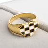 Wholesale Ring Titanium Steel Rhombus Pattern Electroplated 18K Gold