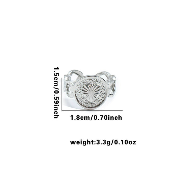 Wholesale Ring Titanium Steel Snakeshaped Interwoven Heart Shape Flower Leaves Letters Numbers Text Electroplated Retro Unisex