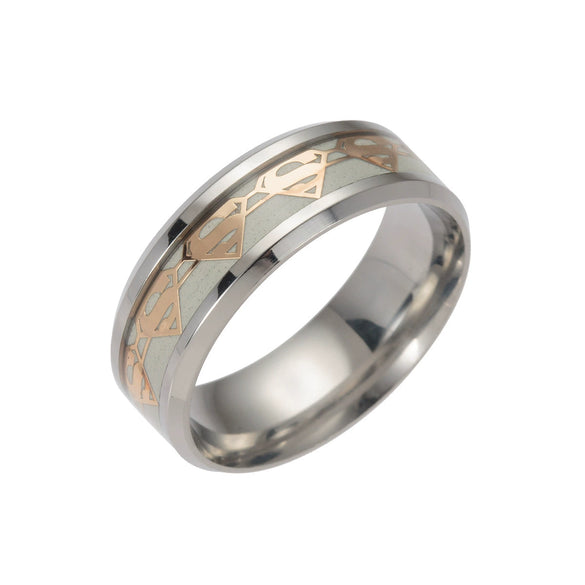 Wholesale Ring Titanium Steel Stainless Steel Luminous Dripping Oil Style With Letters Numbers Text For Men And Women