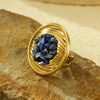 Wholesale Ring Titanium Steel Stainless Steel Round Inlaid With Natural Stone Light Luxury Style Electroplating For Women