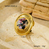 Wholesale Ring Titanium Steel Stainless Steel Round Inlaid With Natural Stone Light Luxury Style Electroplating For Women