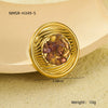 Wholesale Ring Titanium Steel Stainless Steel Round Inlaid With Natural Stone Light Luxury Style Electroplating For Women