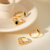 Wholesale Ring Titanium Steel Zircon Geometric Open Jewelry Electroplated