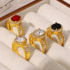 Wholesale Ring 316L Stainless Steel Zircon Rhinestone Geometric Electroplated Oval For Women