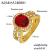 Wholesale Ring 316L Stainless Steel Zircon Rhinestone Geometric Electroplated Oval For Women