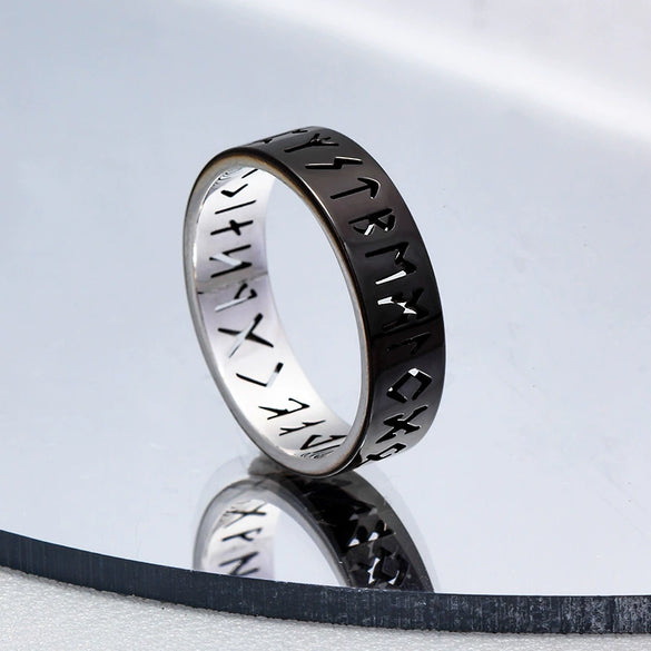 Wholesale Ring Viking Style Hollow Steel With Letters Numbers Text Electroplated