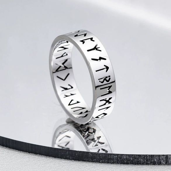 Wholesale Ring Viking Style Hollow Steel With Letters Numbers Text Electroplated