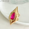 Wholesale Ring Vintage Antique Style Stainless Steel Pink Gem Open With Electroplating
