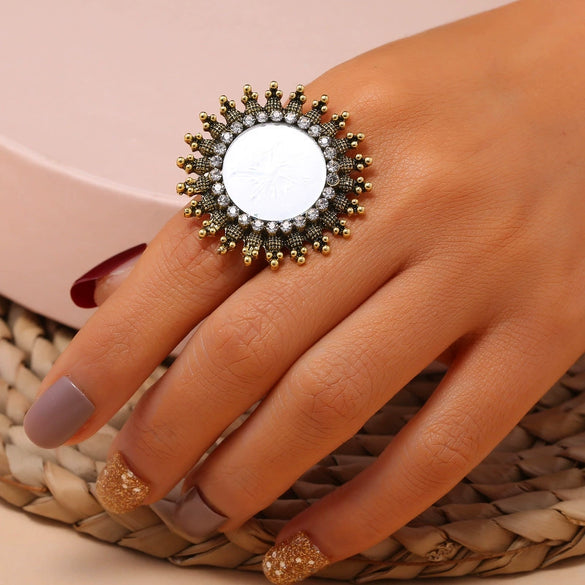 Wholesale Ring Zinc Alloy Geometric Electroplating Fashion Simple Trend Retro Personality Exaggerated Creative Opening Adjustable Unisex