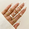 Wholesale Ring Zinc Alloy Geometric Old Style Women's Multijoint Love Ring Set