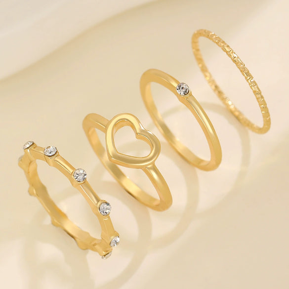 Wholesale Ring Zinc Alloy Geometric Old Style Women's Multijoint Love Ring Set