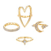 Wholesale Ring Zinc Alloy Geometric Retro Diamond Star Moon Love Hollow Triangle For Women