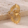 Wholesale Ring Zircon 18K Gold Plated Leaf Pattern Electroplating For Women