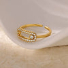 Wholesale Ring Zircon 18K Gold Plated Leaf Pattern Electroplating For Women