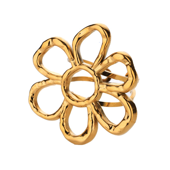 Wholesale Ring Zircon 18K Gold Plated Leaf Pattern Electroplating For Women