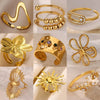 Wholesale Ring Zircon 18K Gold Plated Leaf Pattern Electroplating For Women