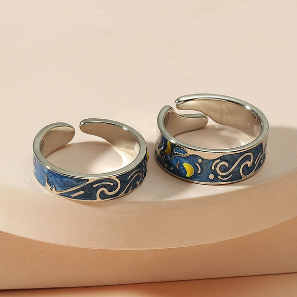 Wholesale Rings Alloy Geometric Oil Dripping Retro Fashion Couple Set