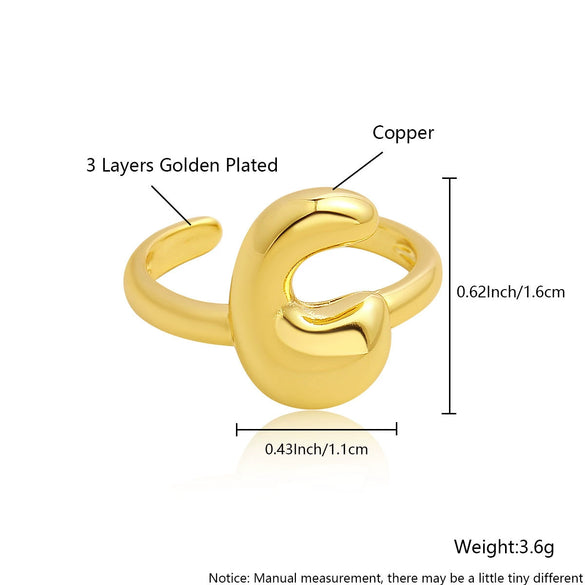 Wholesale Rings Copper Electroplated With English Letters Trendy Unisex Open Rings