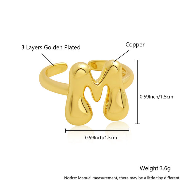 Wholesale Rings Copper Electroplated With English Letters Trendy Unisex Open Rings