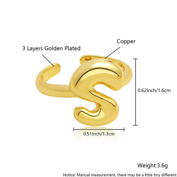 Wholesale Rings Copper Electroplated With English Letters Trendy Unisex Open Rings