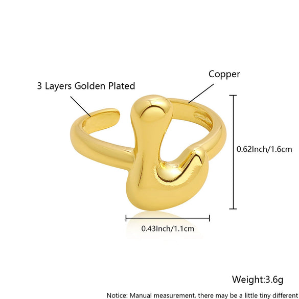 Wholesale Rings Copper Electroplated With English Letters Trendy Unisex Open Rings