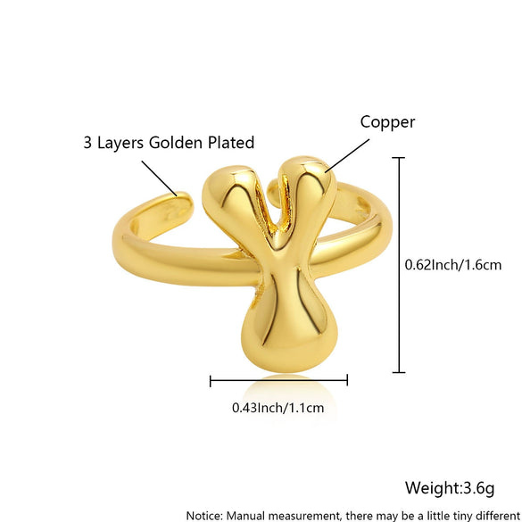 Wholesale Rings Copper Electroplated With English Letters Trendy Unisex Open Rings