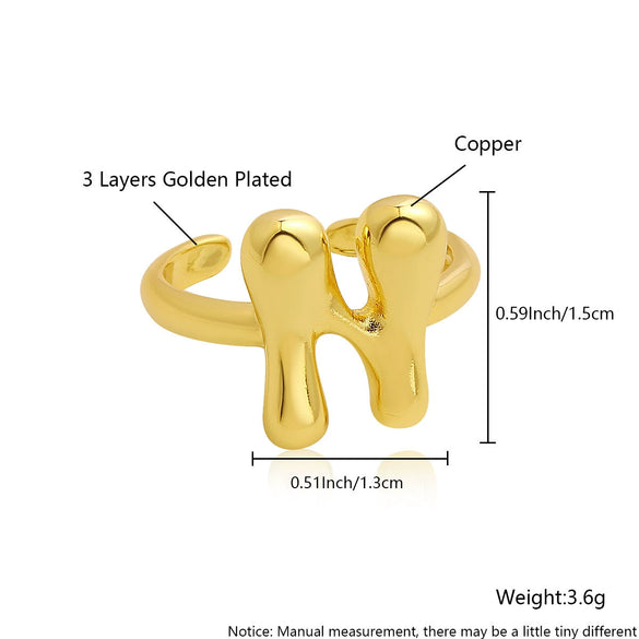 Wholesale Rings Copper Electroplated With English Letters Trendy Unisex Open Rings