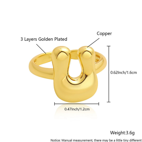 Wholesale Rings Copper Electroplated With English Letters Trendy Unisex Open Rings