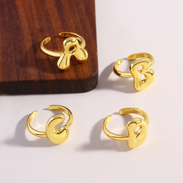 Wholesale Rings Copper Electroplated With English Letters Trendy Unisex Open Rings