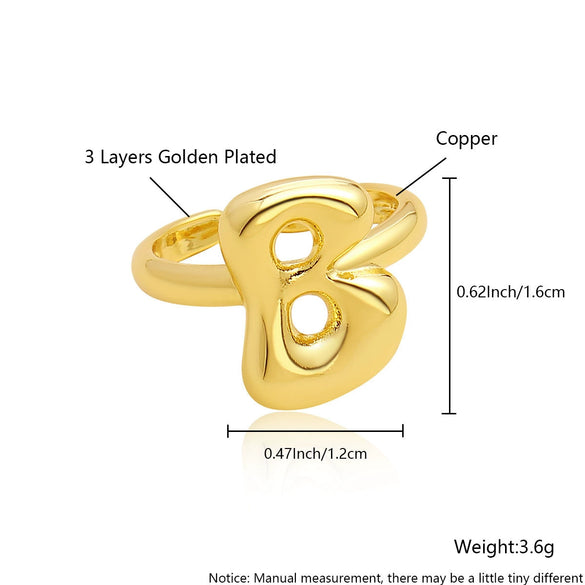 Wholesale Rings Copper Electroplated With English Letters Trendy Unisex Open Rings