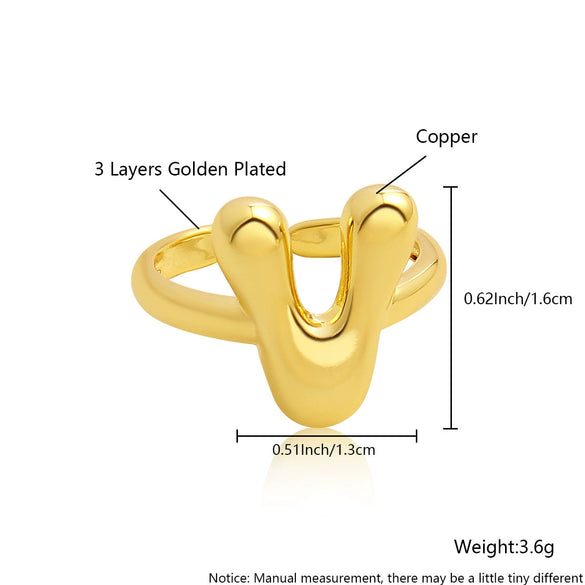 Wholesale Rings Copper Electroplated With English Letters Trendy Unisex Open Rings
