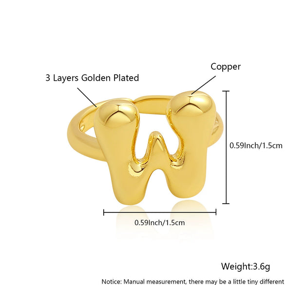 Wholesale Rings Copper Electroplated With English Letters Trendy Unisex Open Rings