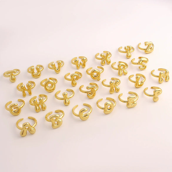 Wholesale Rings Copper Electroplated With English Letters Trendy Unisex Open Rings