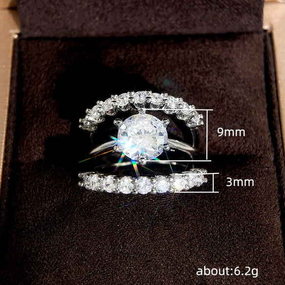 Wholesale Rings Copper Geometric Inlaid Zircon Women's Couple Style