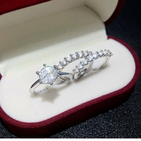 Wholesale Rings Copper Geometric Inlaid Zircon Women's Couple Style