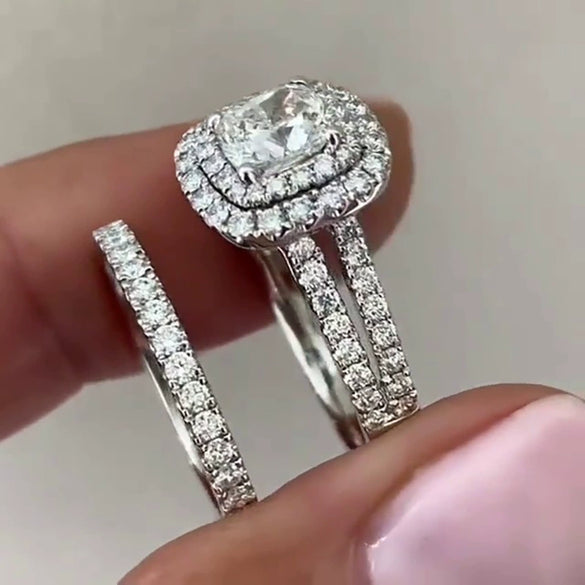 Wholesale Rings Copper Geometric Minimalist Style Inlaid Zircon Women's Engagement Rings