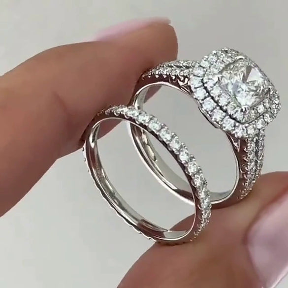 Wholesale Rings Copper Geometric Minimalist Style Inlaid Zircon Women's Engagement Rings