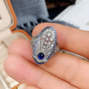 Wholesale Rings Copper Geometric Style Royal Blue Zircon