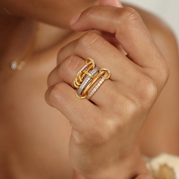 Wholesale Rings Copper Geometric Style Three Rings Electroplated Unisex