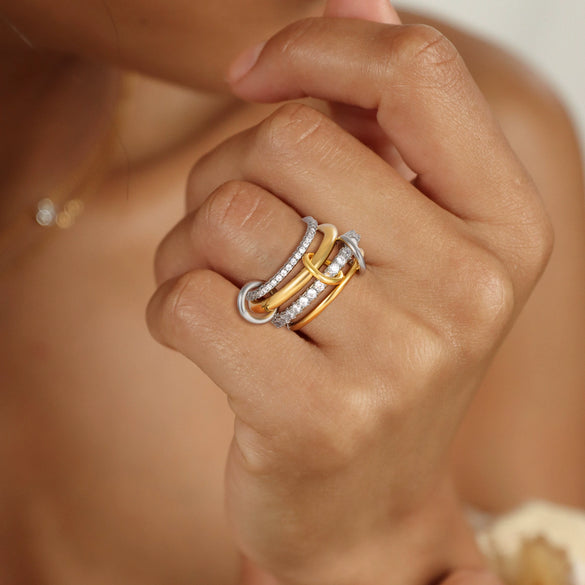 Wholesale Rings Copper Geometric Style Three Rings Electroplated Unisex