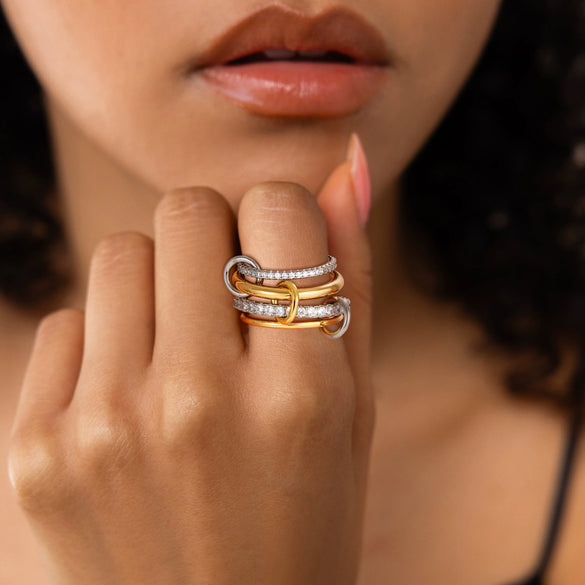 Wholesale Rings Copper Geometric Style Three Rings Electroplated Unisex