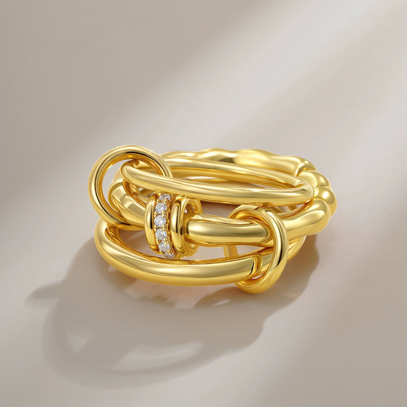Wholesale Rings Copper Geometric Style Three Rings Electroplated Unisex