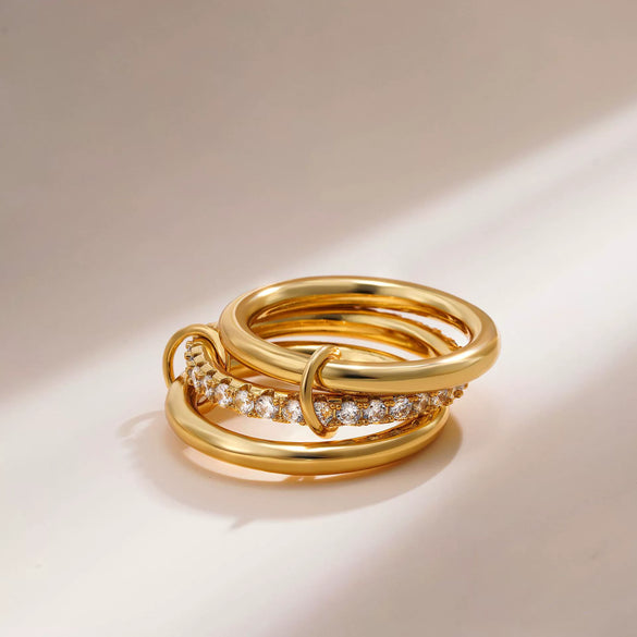 Wholesale Rings Copper Geometric Style Three Rings Electroplated Unisex