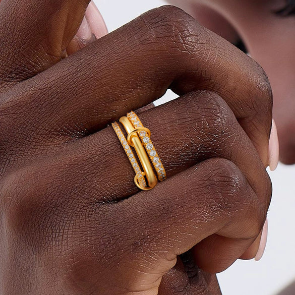Wholesale Rings Copper Geometric Style Three Rings Electroplated Unisex